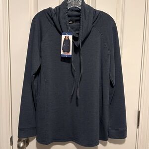 32 Degrees Heat Ladies' Funnel Neck Top Pullover, Size L, Heather Blue-NWT
